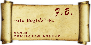 Feld Boglárka névjegykártya
